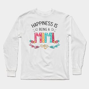 Happiness Is Being A Mimi Wildflowers Valentines Mothers Day Long Sleeve T-Shirt